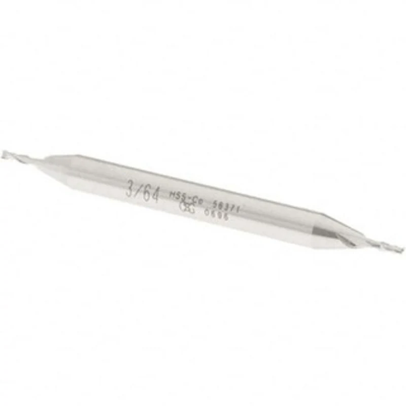 OSG 3/64, 9/64 LOC, 3/16 Shank Diam, 2-1/4 OAL, 2 Flute, Cobalt Square End Mill Double End, Uncoated, Spiral Flute, 3...